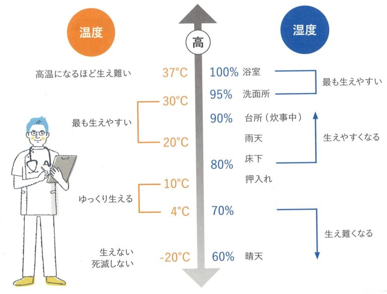 人が快適と感じる温度をカビも好みます。