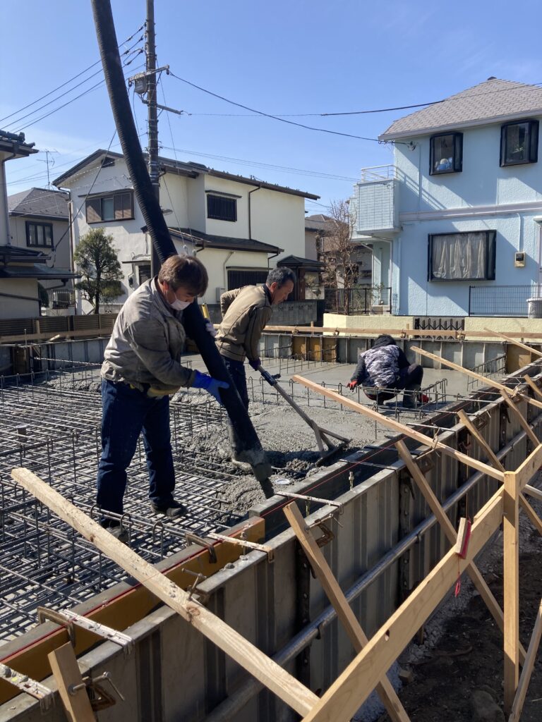 練馬区貫井4丁目のFPの家　I邸で、基礎コンクリートを打設しました。